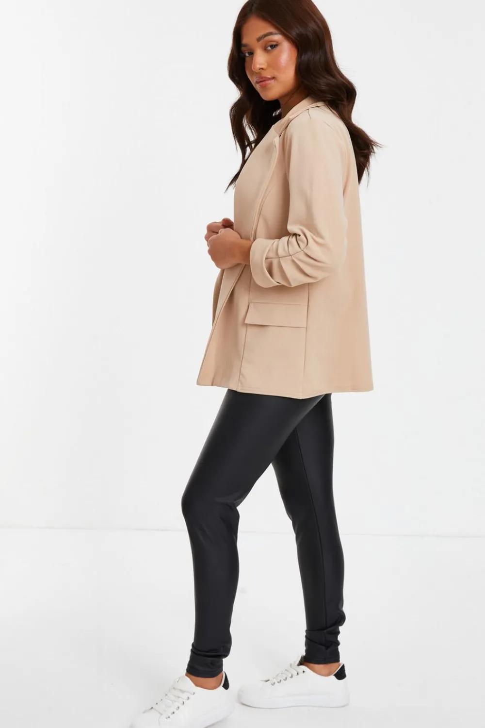 Quiz Jackets & Coats|Blazers>Petite Ruched Sleeve Blazer