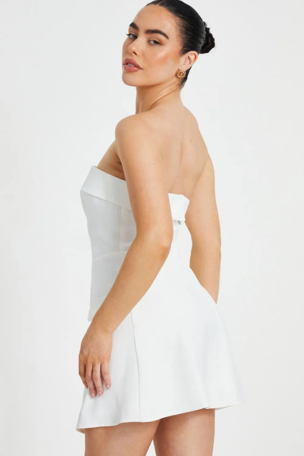Quiz Going Out|White Dresses>Petite White Bandeau Mini Dress