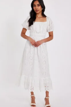 Quiz Holiday|Dresses>Petite White Embroidered Dress