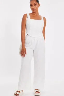Quiz Trousers|Summer Clothes>Petite White Embroidered Trousers