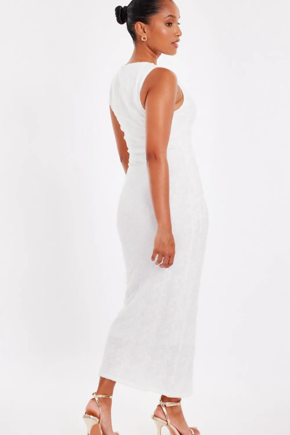 Quiz Day At The Races|Christening Guest>Petite White Jacquard Midaxi Dress