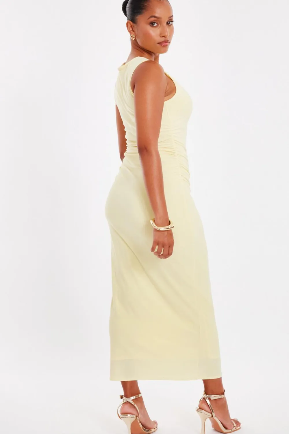 Quiz Day At The Races|Christening Guest>Petite Yellow Gold Buckle Midaxi Dress