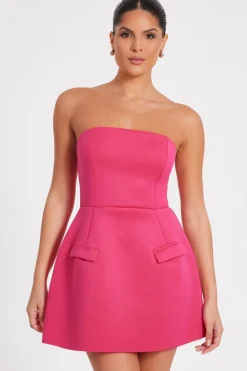 Quiz Evening Dresses|Day At The Races>Pink Bandeau A-Line Mini Dress