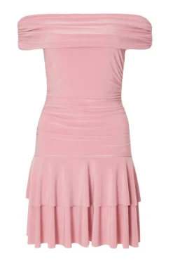 Quiz Summer Clothes|Holiday>Pink Bardot Ruched Mini Dress