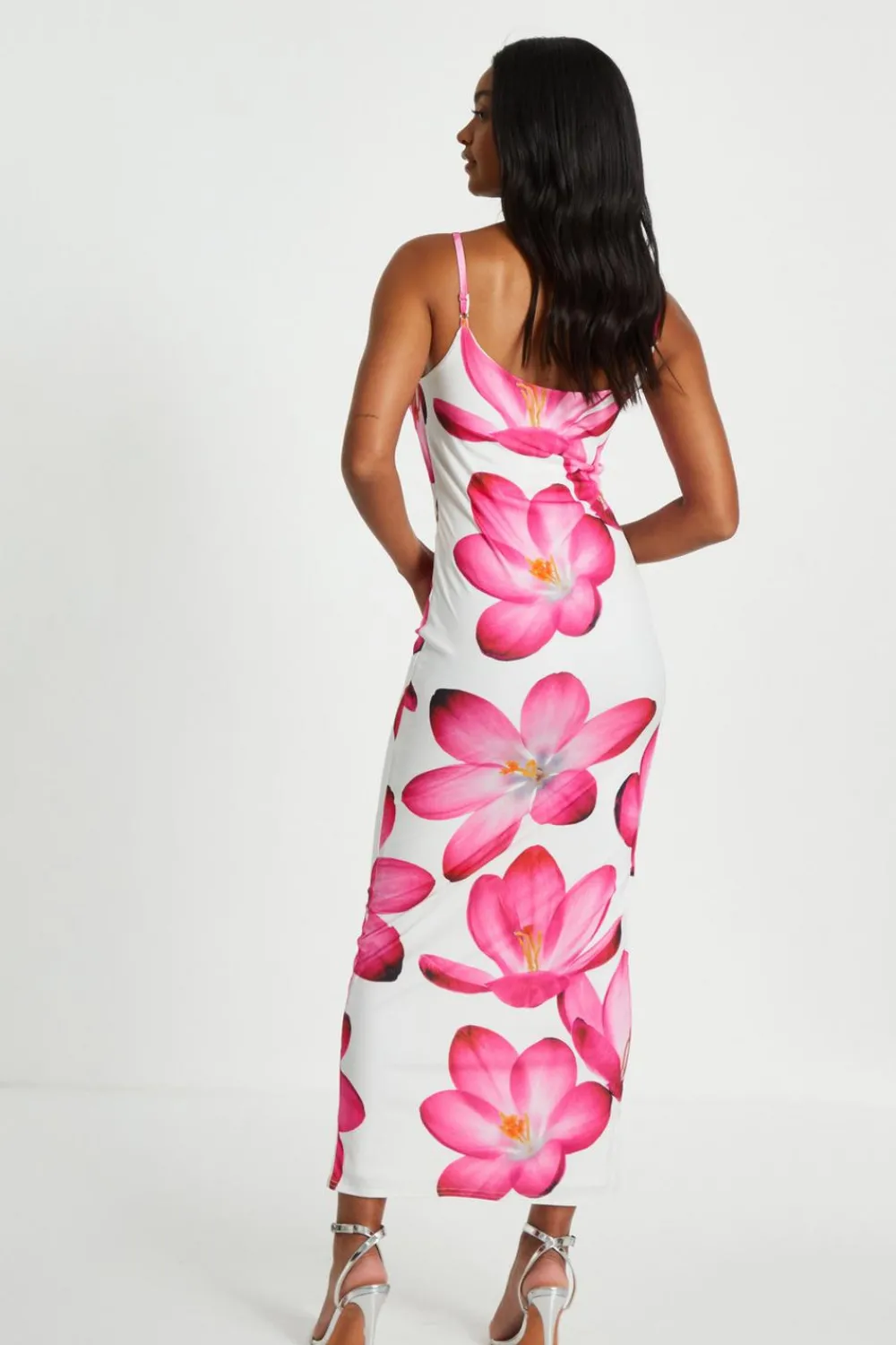 Quiz Summer Clothes|Wedding Guest Dresses>Pink Bold Floral Print Bodycon Maxi Dress