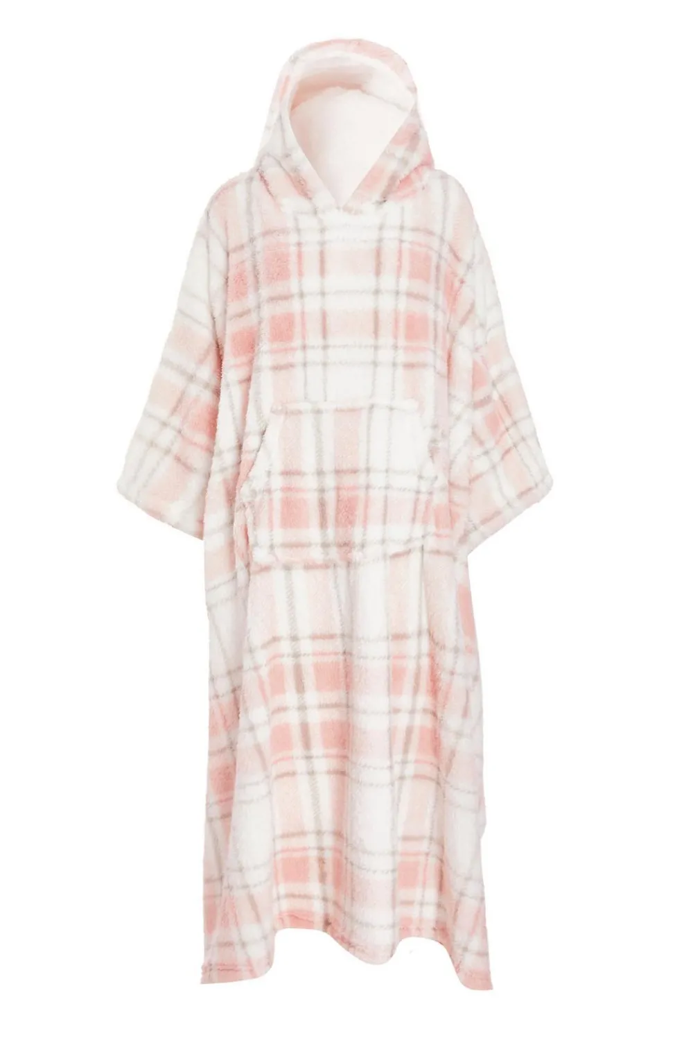 Quiz Nightwear>Pink Check Fleece Blanket Hoodie