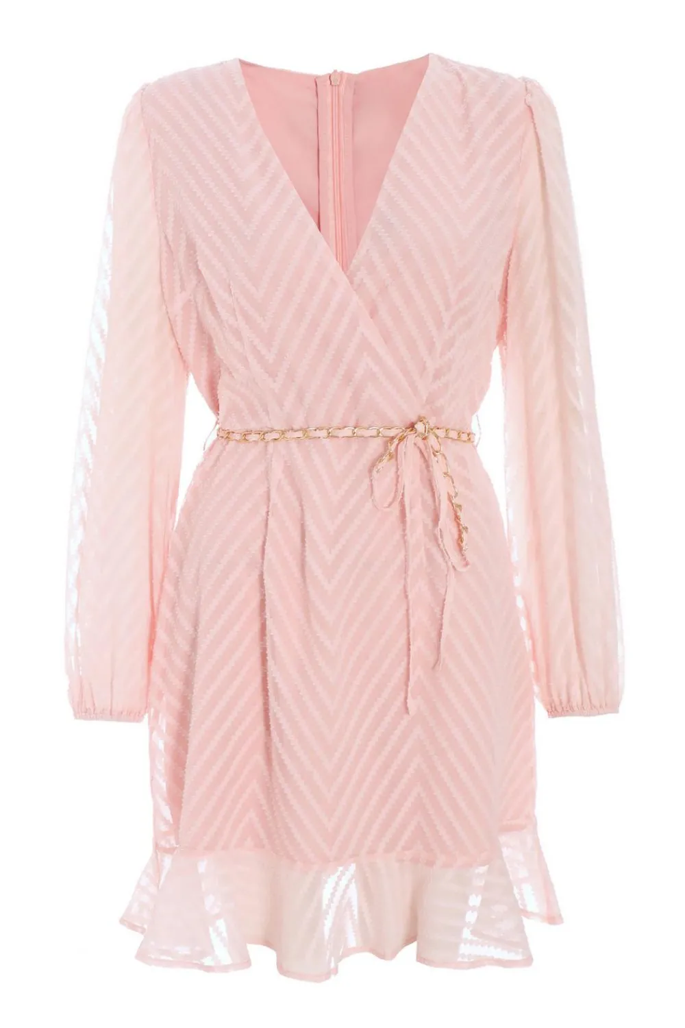 Quiz Holiday|Wrap Dresses>Pink Chevron Skater Mini Dress