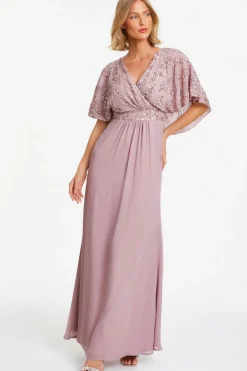 Quiz Prom & Ball|Wrap Dresses>Pink Chiffon Embellished Maxi Dress
