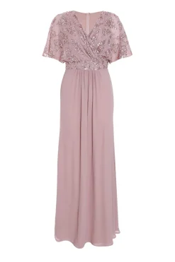 Quiz Prom & Ball|Wrap Dresses>Pink Chiffon Embellished Maxi Dress