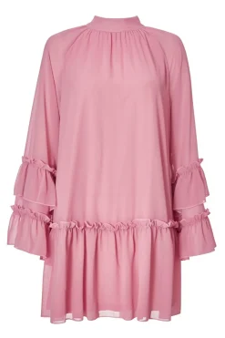 Quiz Day At The Races|Christening Guest>Pink Chiffon Frill Mini Dress