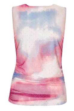 Quiz Summer Tops|Going Out Tops>Pink Diamante Marble Print Top