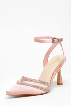 Quiz Occasion Shoes|Heels>Diamante Mesh Court Heels