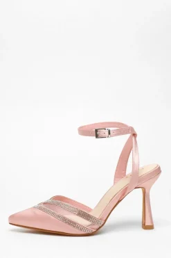 Quiz Occasion Shoes|Heels>Diamante Mesh Court Heels