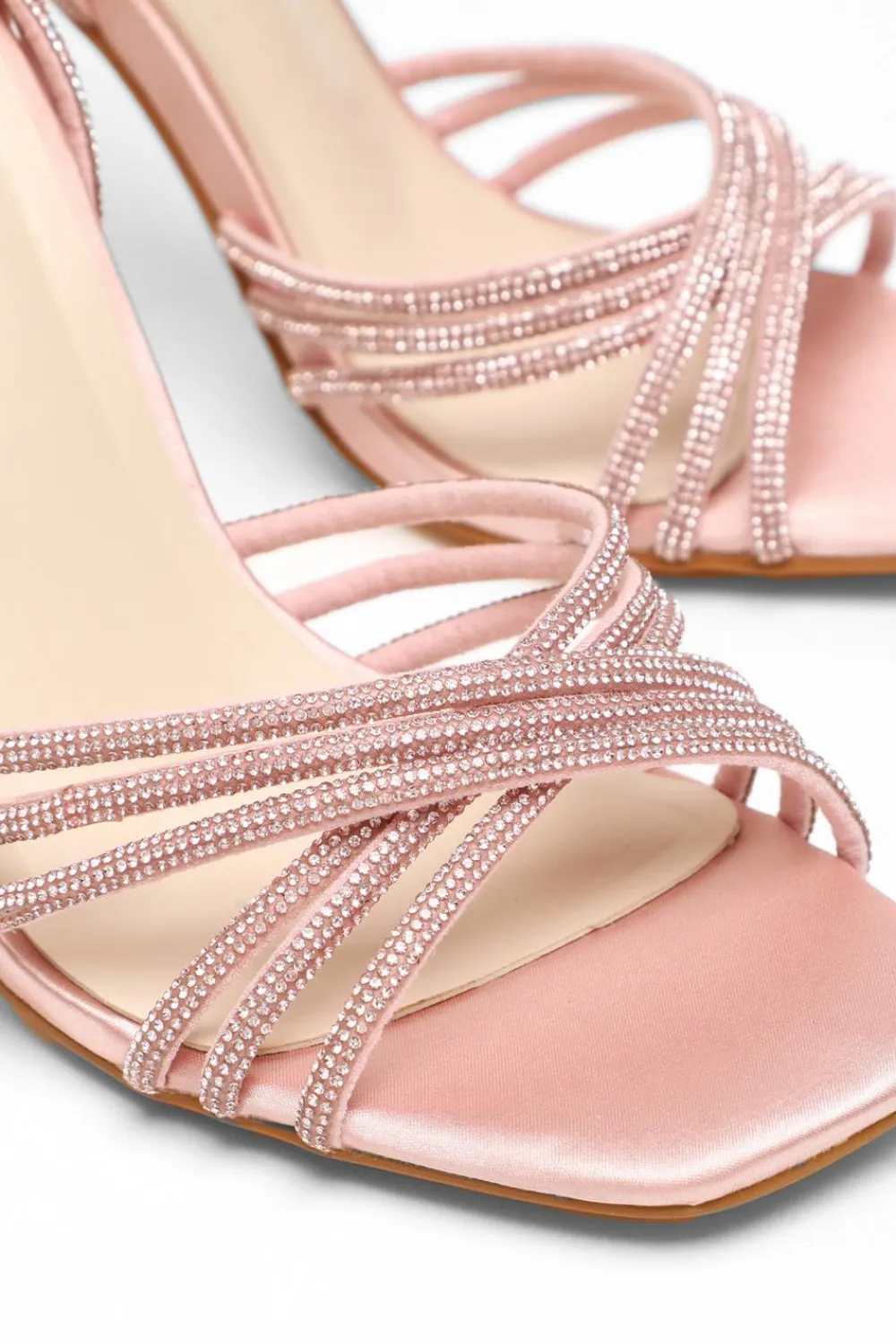 Quiz Shoe & Bag Sets|Heels>Pink Diamante Strap Heeled Sandals