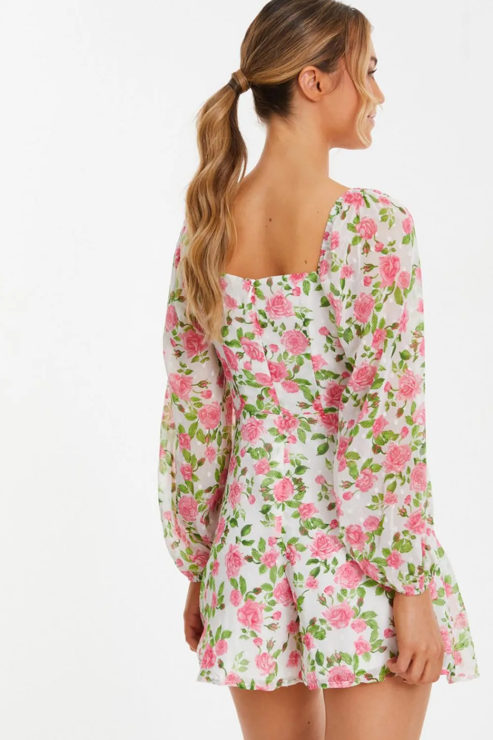 Quiz Holiday|Summer Clothes>Pink Floral Chiffon Playsuit