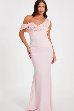 Quiz Prom Dresses|Prom & Ball>Pink Floral Drop Sleeve Maxi Dress