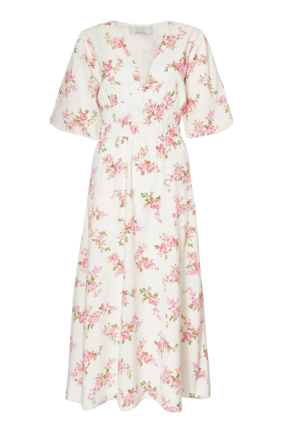 Quiz Summer Clothes|Holiday>Pink Floral V-Neck Midi Dress