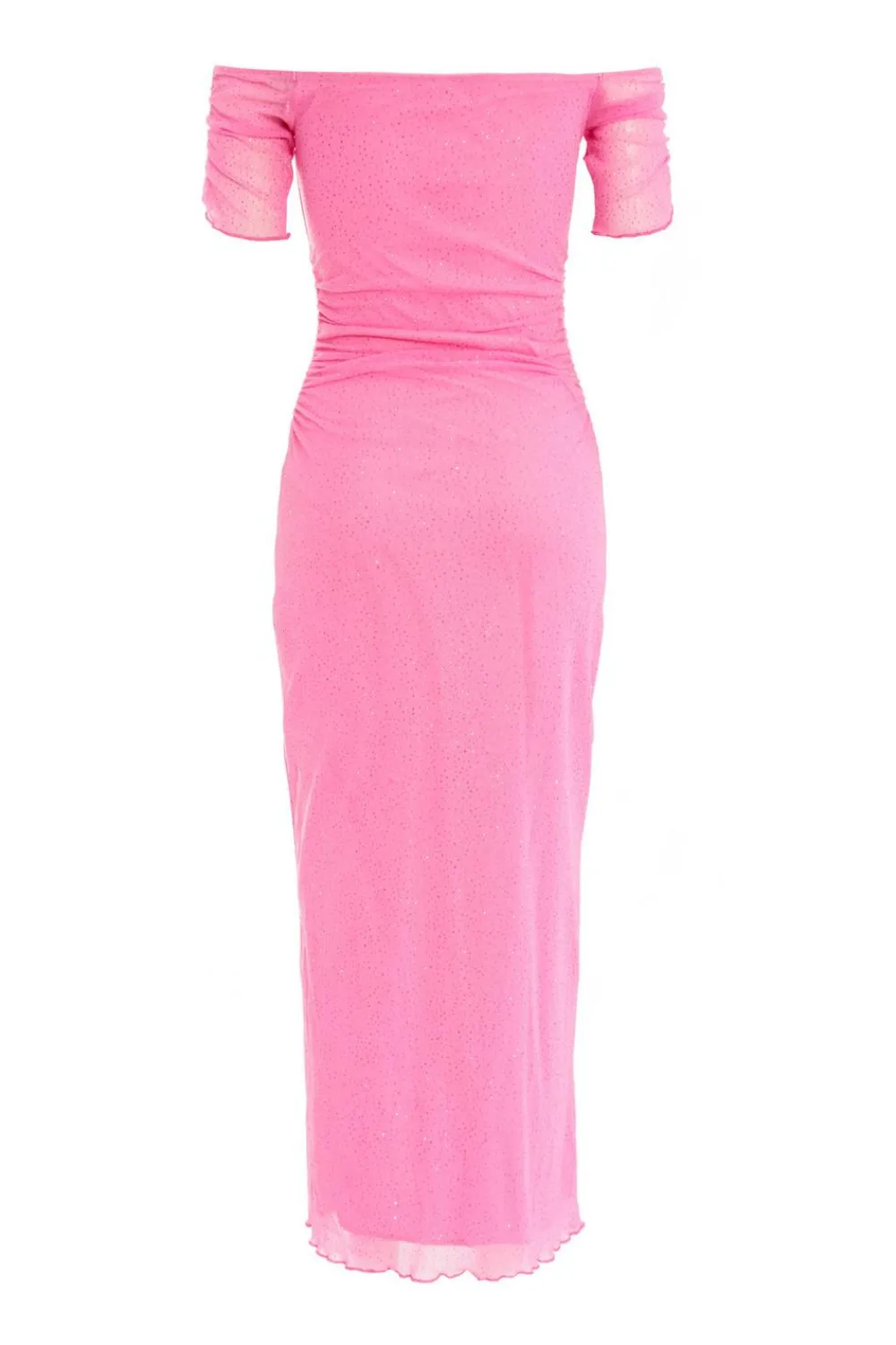 Quiz Summer Clothes|Summer Dresses>Pink Glitter Mesh Bardot Midaxi Dress