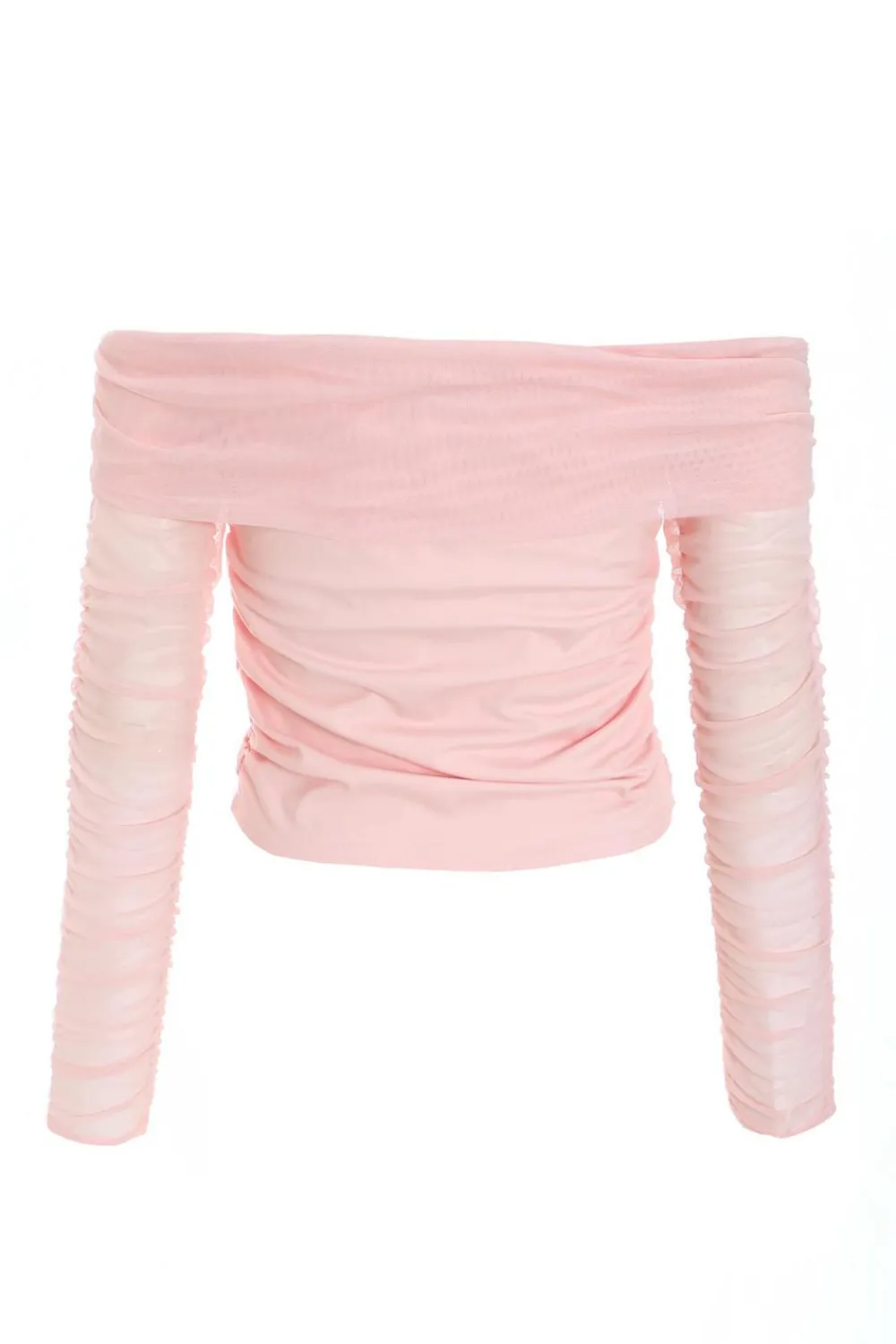 Quiz Going Out Tops|Bardot Tops>Pink Mesh Bardot Top