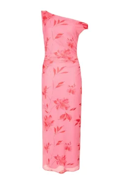 Quiz Day At The Races|Summer Clothes>Pink Mesh Floral Print Midaxi Dress