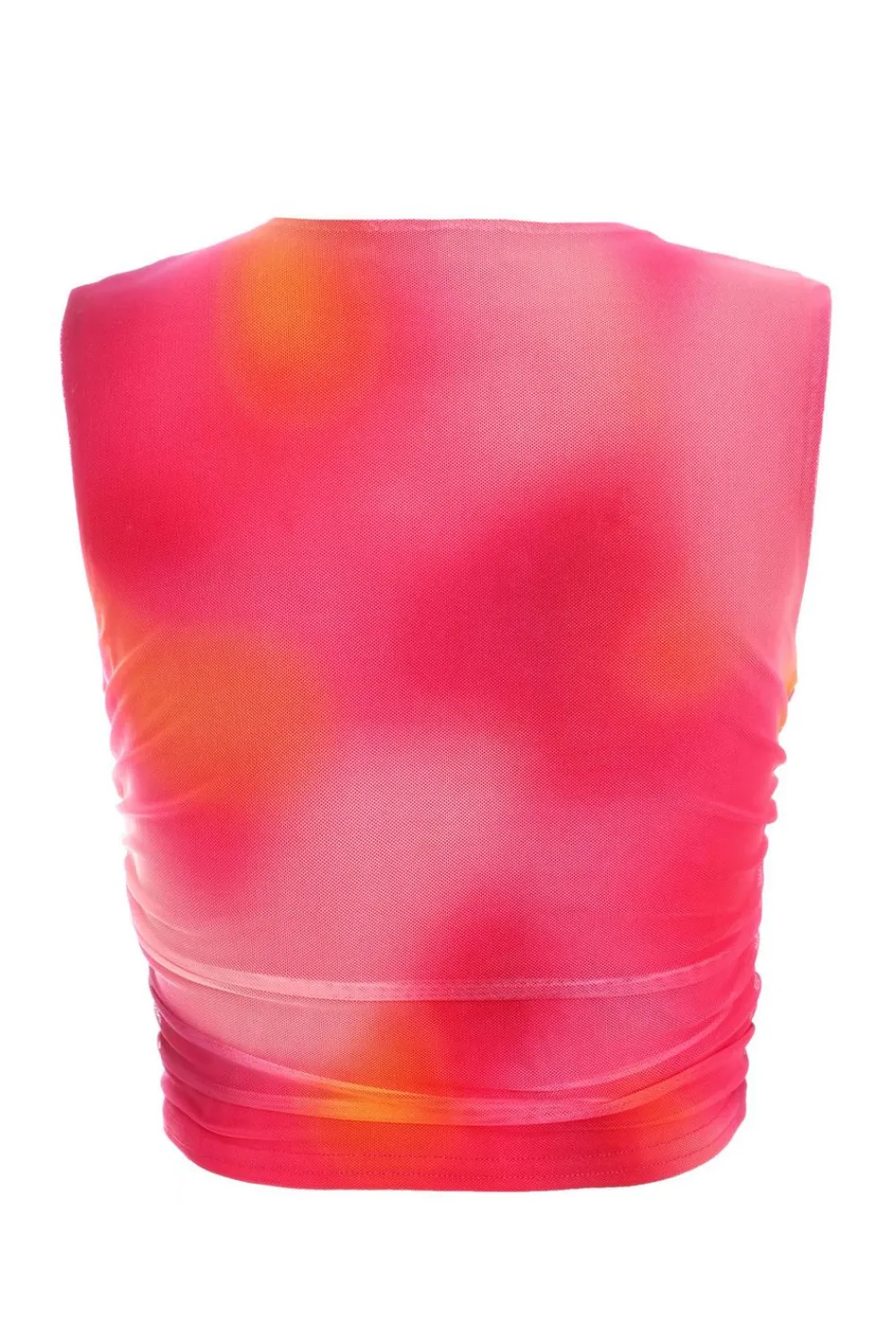 Quiz Crop Tops|Tops>Pink Mesh Ombre Print Crop Top