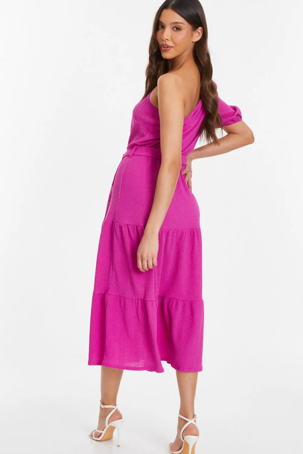 Quiz Summer Dresses|Pink Dresses>Pink One Shoulder Midi Dress