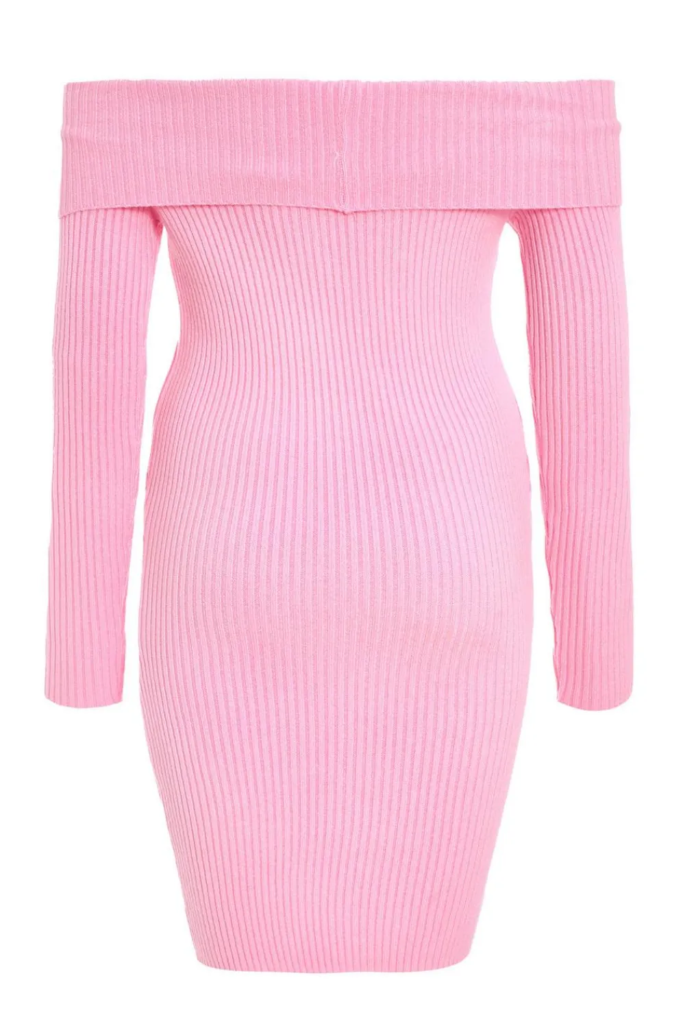 Quiz Knitwear|Pink Dresses>Pink Ribbed Knitted Mini Jumper Dress