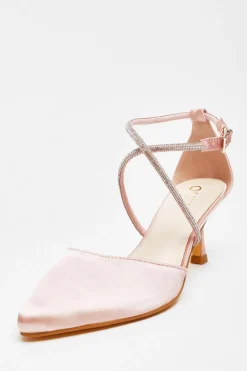 Quiz Shoe & Bag Sets|Occasion Shoes>Satin Cross Strap Court Heels