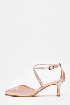 Quiz Shoe & Bag Sets|Occasion Shoes>Satin Cross Strap Court Heels