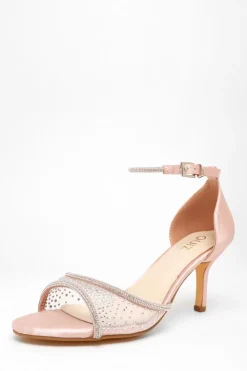 Quiz Shoe & Bag Sets|Occasion Shoes>Satin Mesh Diamante Heeled Sandal