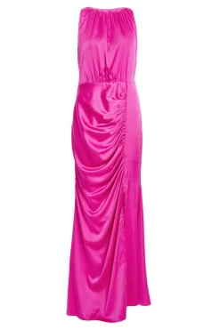 Quiz Prom Dresses|Prom & Ball>Pink Satin Ruched Maxi Dress