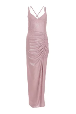 Quiz Prom Dresses|Prom & Ball>Pink Shimmer Ruched Maxi Dress