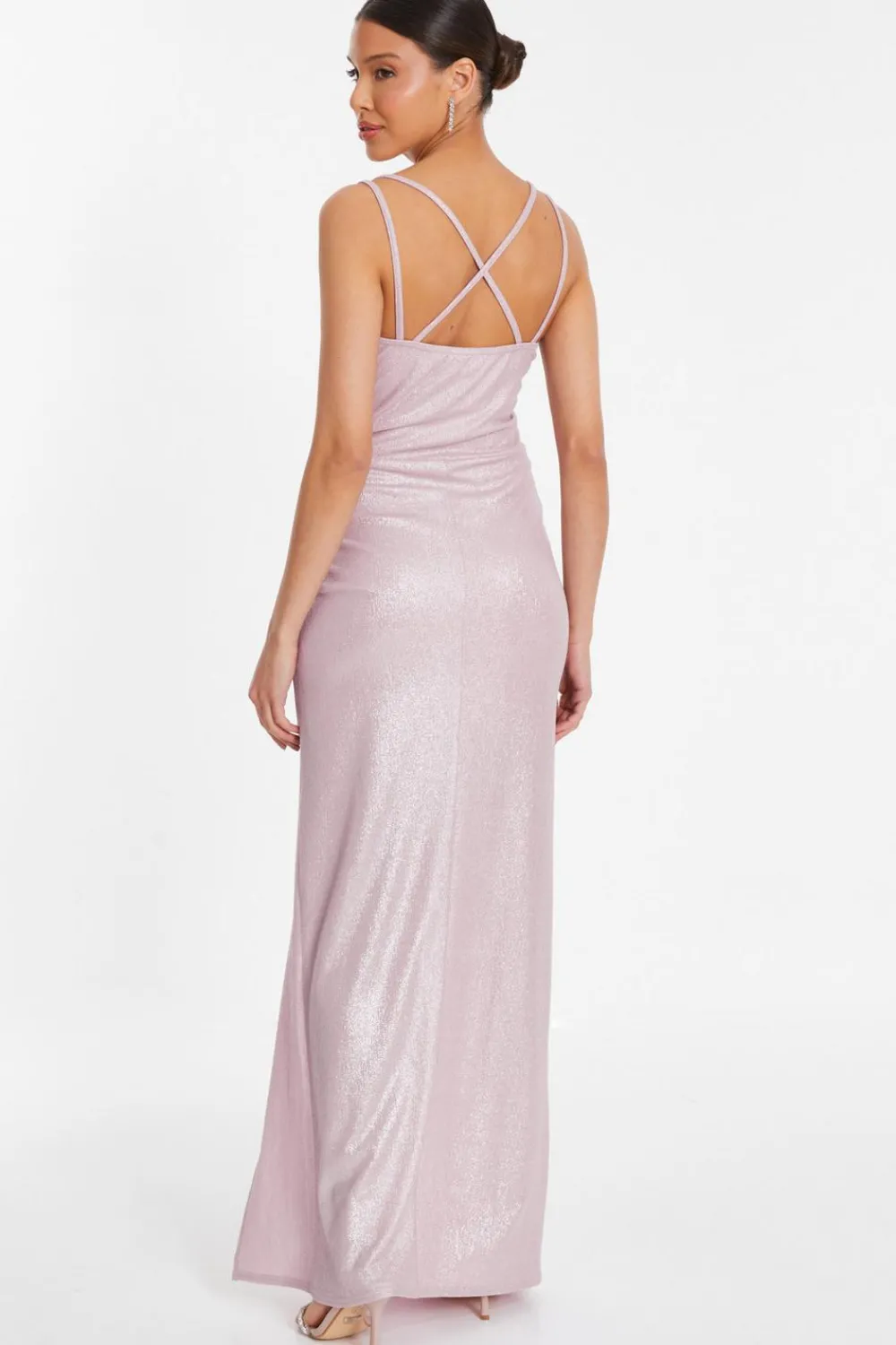 Quiz Prom Dresses|Prom & Ball>Pink Shimmer Ruched Maxi Dress
