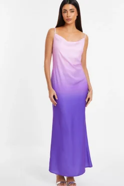 Quiz Prom & Ball|Summer Dresses>Purple Satin Ombre Slip Maxi Dress