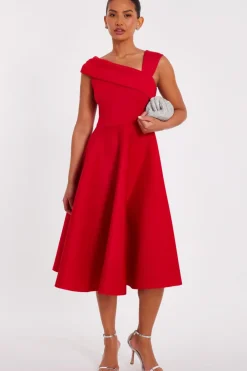 Quiz Day At The Races|Trending: Red>Asymmetric Midi Dress