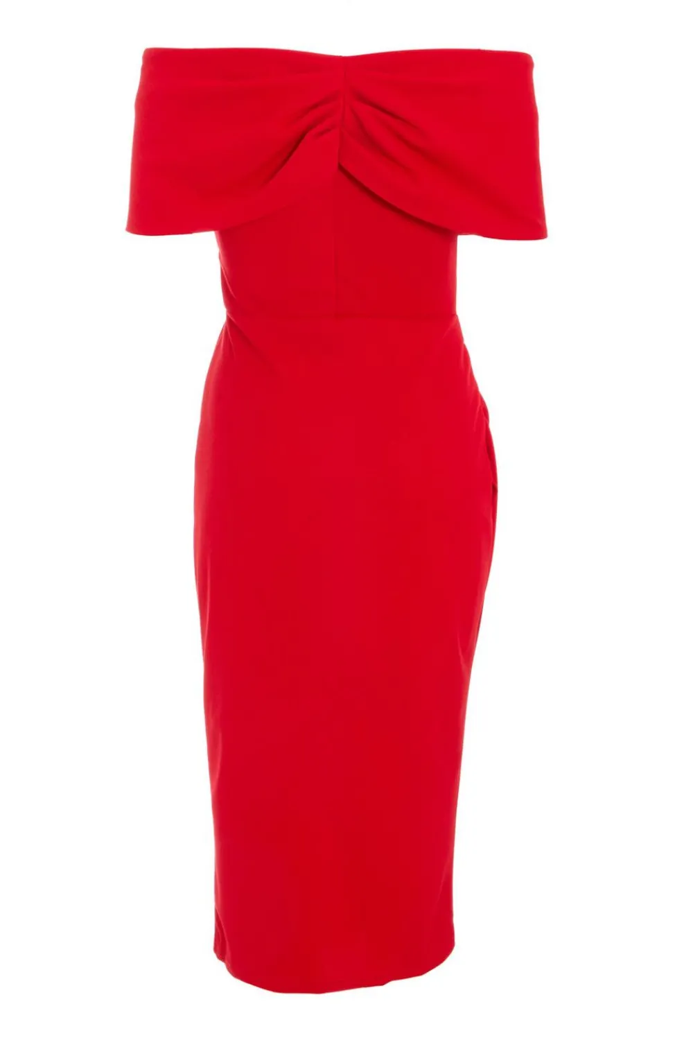 Quiz Evening Dresses|Christening Guest>Red Bardot Ruched Wrap Midi Dress
