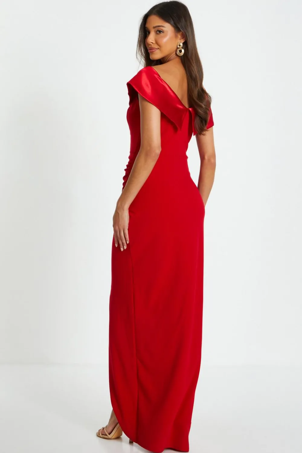 Quiz Prom Dresses|Trending: Red>Red Bardot Wrap Maxi Dress