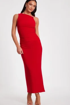 Quiz Trending: Red|Summer Clothes>Red Buckle Detail Midaxi Dress