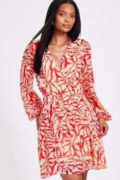 Quiz Trending: Red|Summer Clothes>Red Chiffon Floral Skater Dress