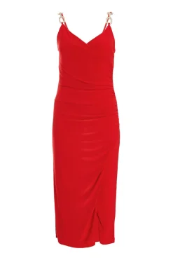 Quiz Evening Dresses|Trending: Red>Diamante Strap Midi Dress