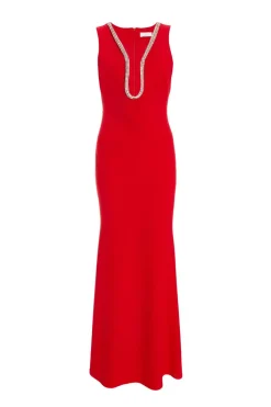 Quiz Prom Dresses|Prom & Ball>Red Diamante Trim Fishtail Maxi Dress