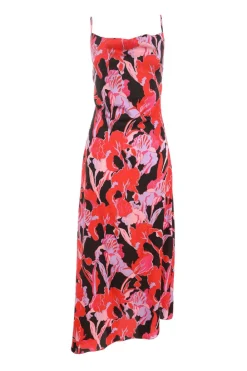 Quiz Holiday|Wedding Guest Dresses>Red Floral Satin Midaxi Dress