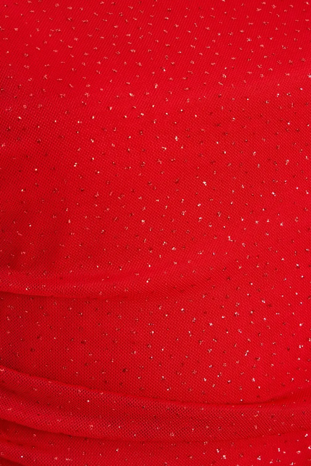 Quiz Going Out Tops|Day Tops>Red Glitter Mesh Crop Top