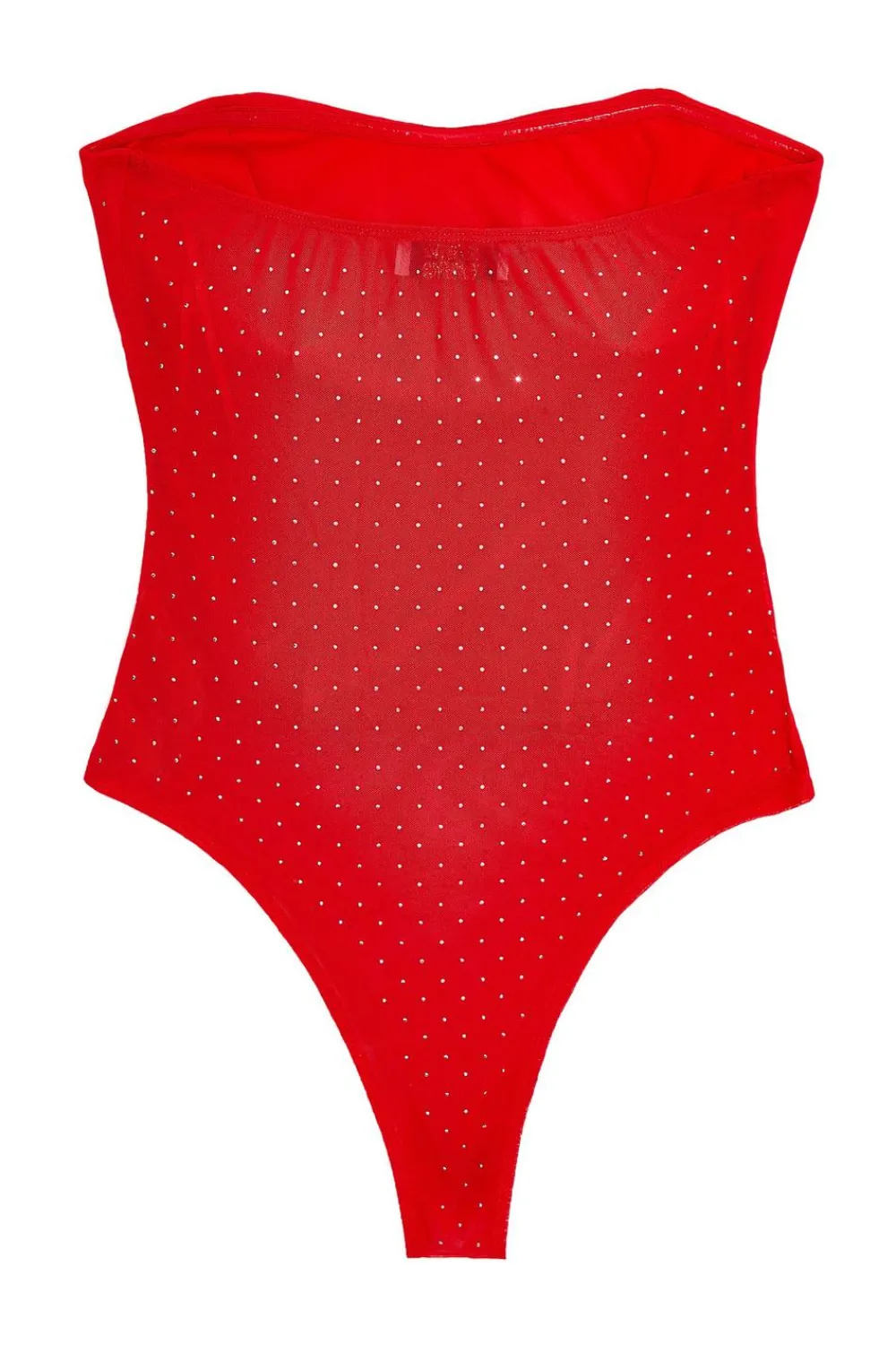 Quiz Going Out Tops|Bodysuits>Red Mesh Embellished Bodysuit