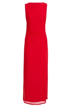 Quiz Trending: Red|Red Dresses>Red Mesh Midaxi Dress