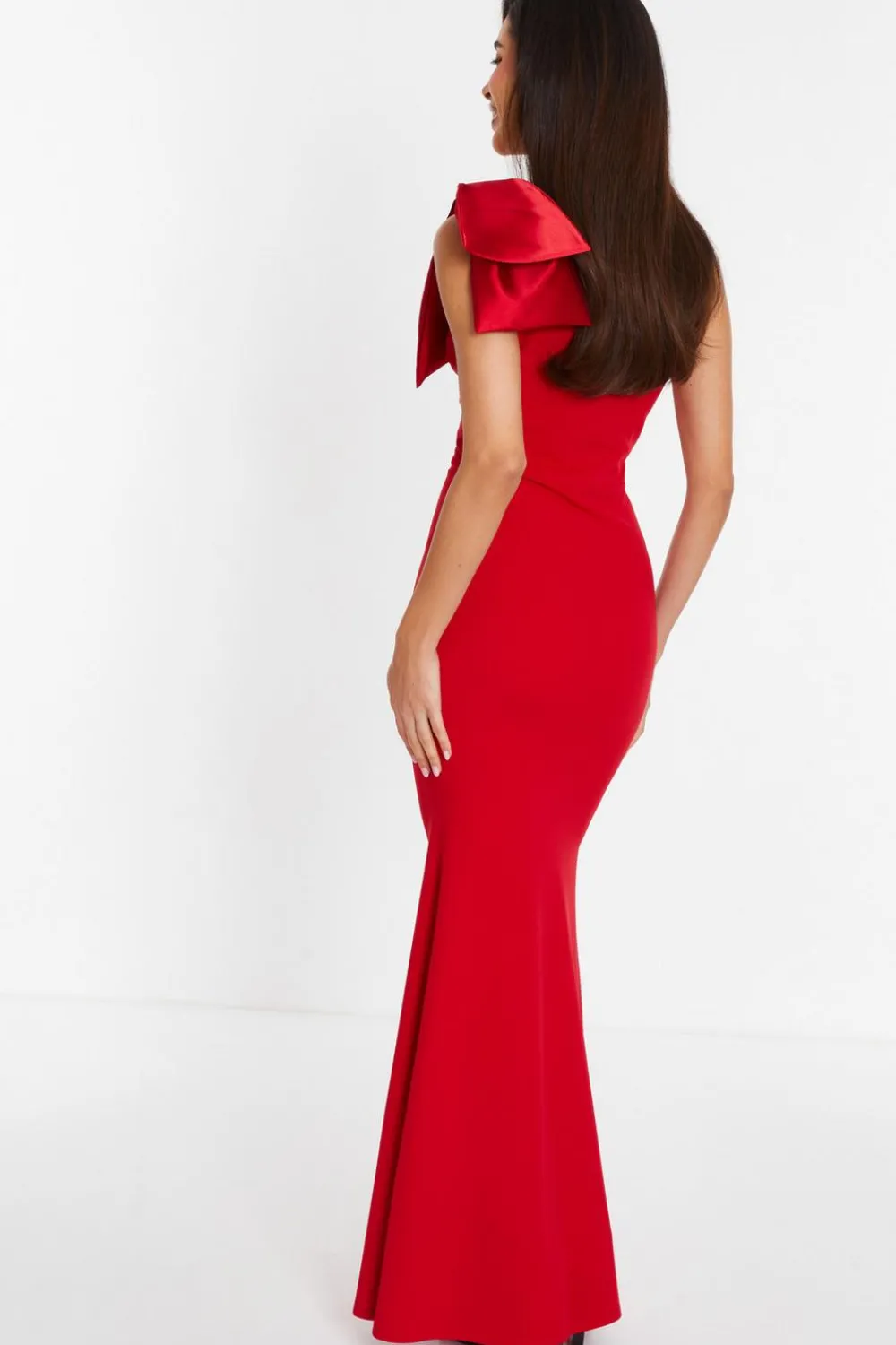 Quiz Prom Dresses|Prom & Ball>Red One Shoulder Bow Maxi Dress