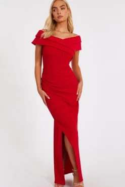 Quiz Prom Dresses|Prom & Ball>Pleated Bardot Maxi Dress