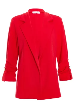 Quiz Workwear|Trending: Red>Ruched Sleeve Tailo Blazer
