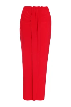 Quiz Trending: Red|Skirts>Ruched Split Maxi Skirt