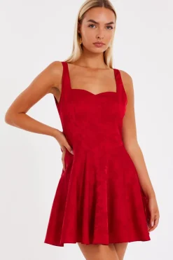 Quiz Day At The Races|Trending: Red>Satin Jacquard Mini Dress